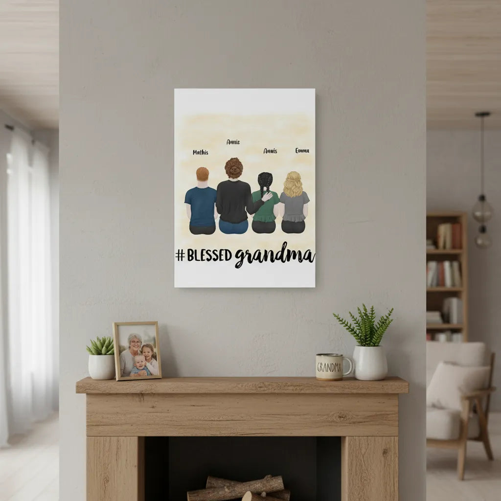 Personalized Poster Blessed Grandma With Grankids