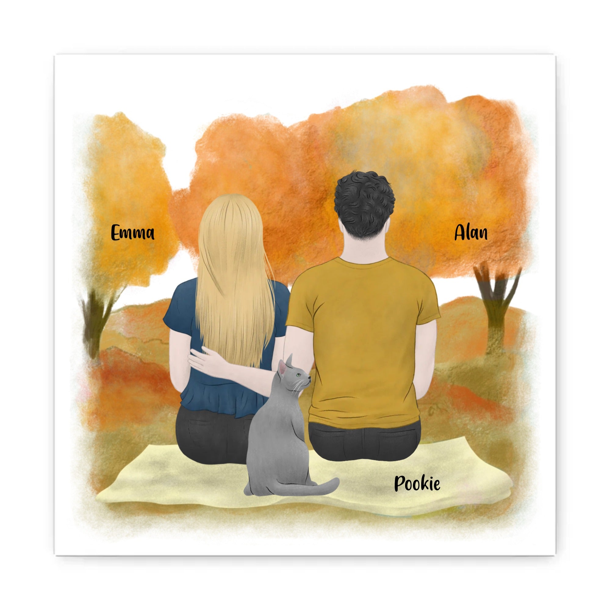 Personalized Poster Couple and Cat