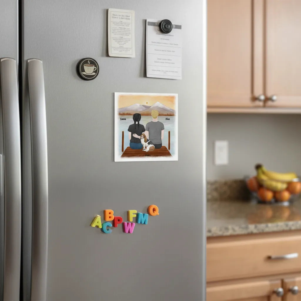 Personalized Square Magnet You, Me And The Dog