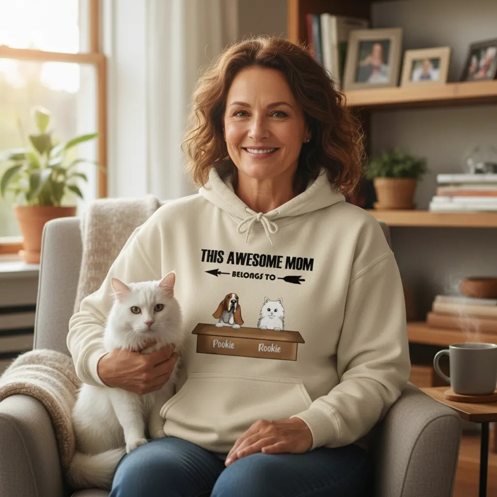 Personalized Hooded Sweatshirt This Awesome Pet Mom Belongs to