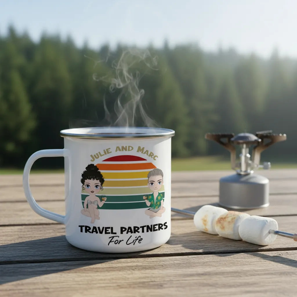 Personalized Enamel Mug Travel Partners For Life