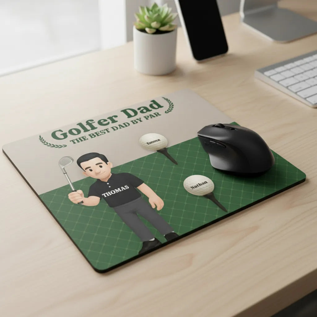 Personalized Rectangular Mouse Pad Golfer Dad