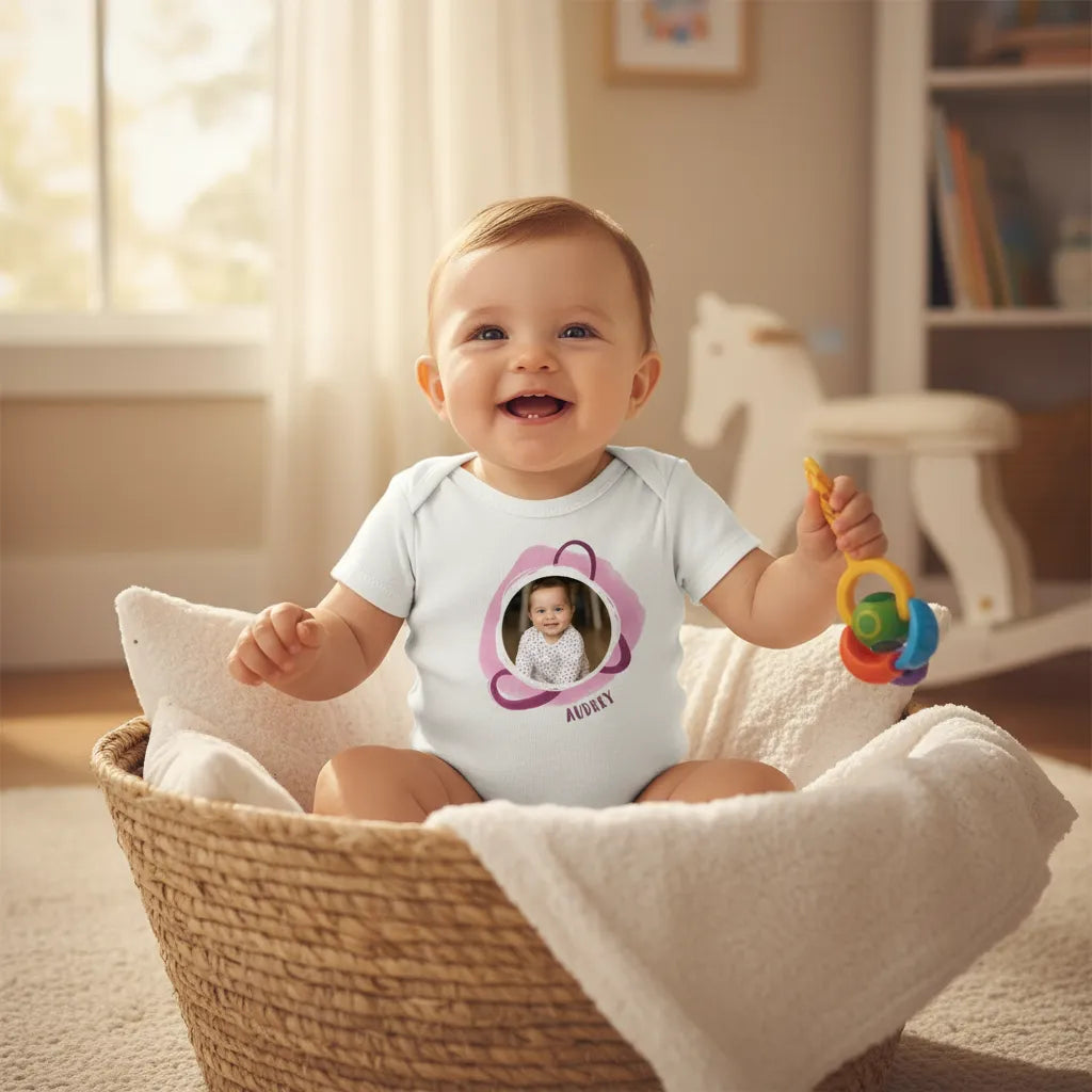 Personalized Baby Bodysuit With Photo and Name