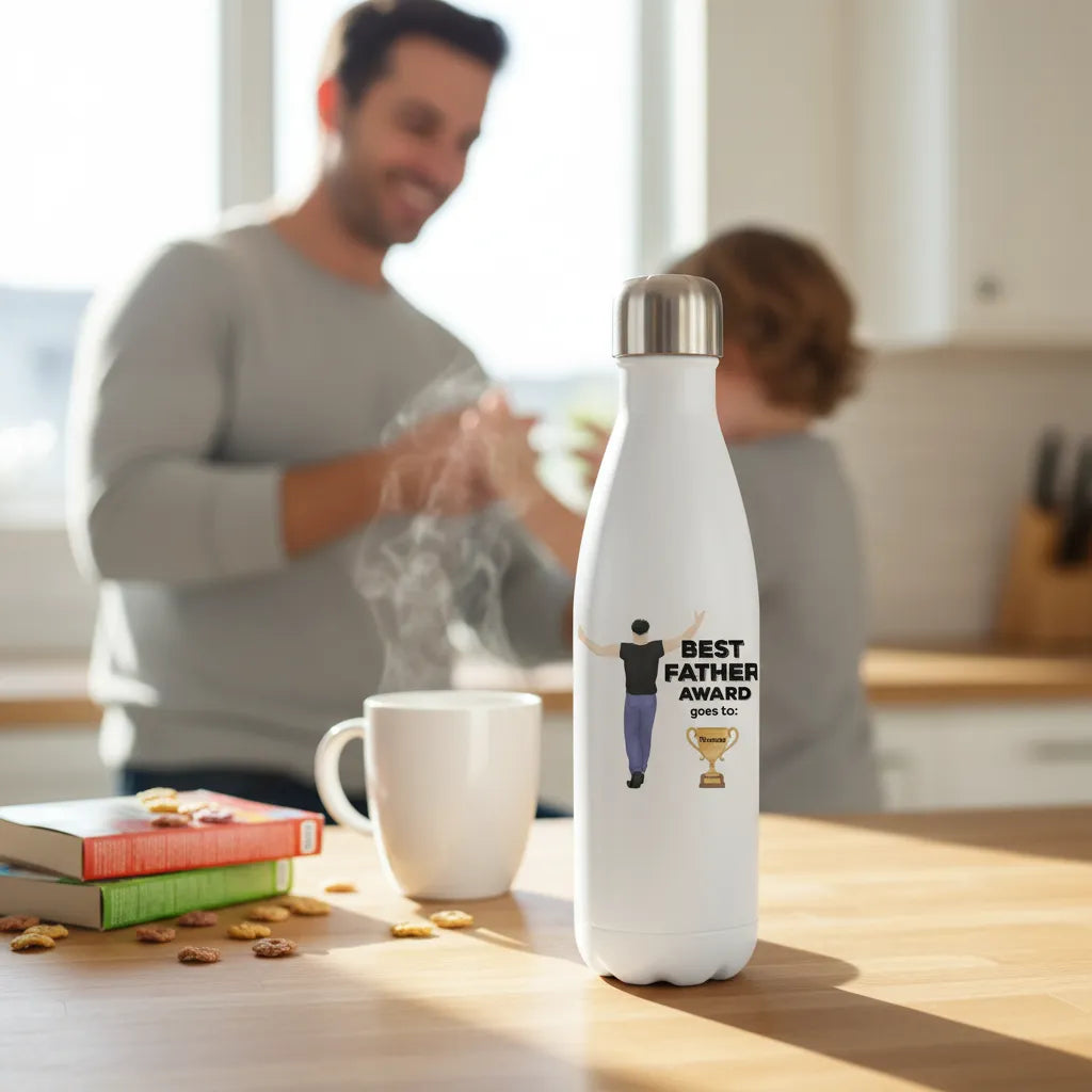 Personalized Bottle Best Father Award Goes To