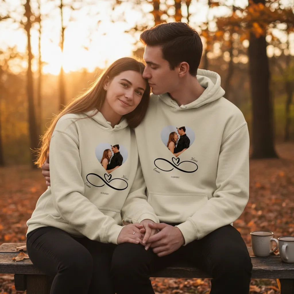 Personalized Hooded Sweatshirt With Couple Photo