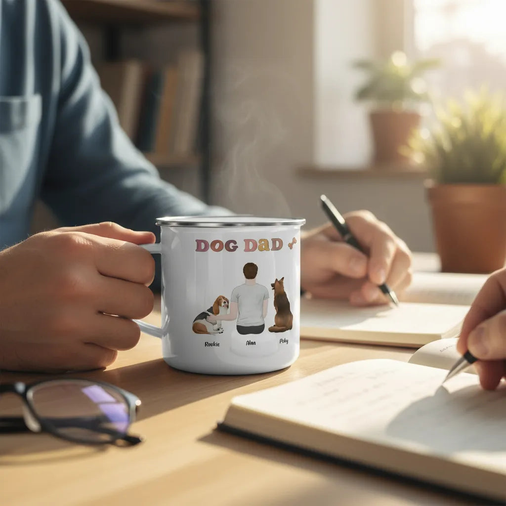Personalized Enamel Mug Dog Dad