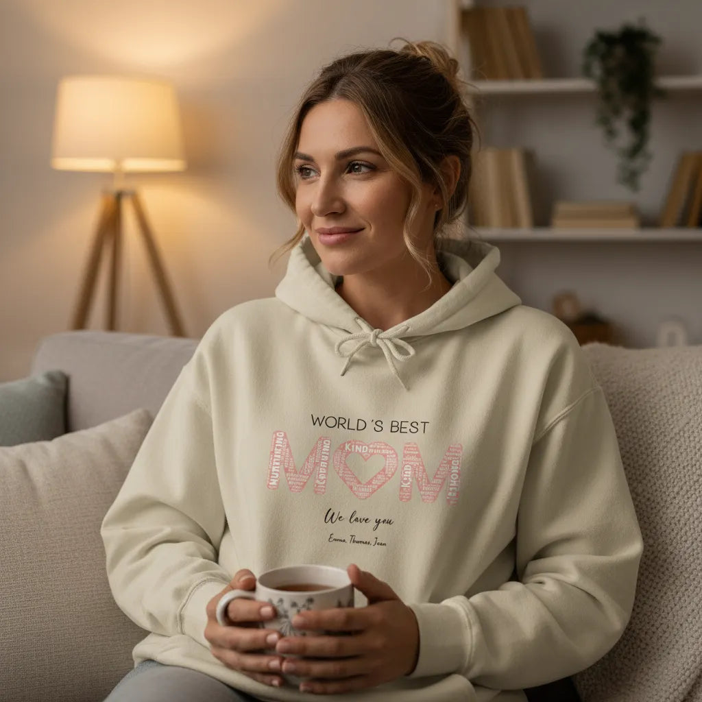 Personalized Hoodie World's Best Mom with word cloud