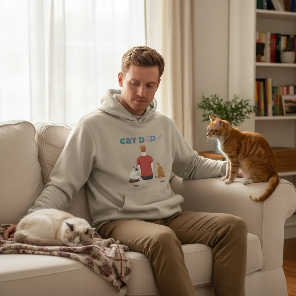 Personalized Pullover Hoodie Cat Dad