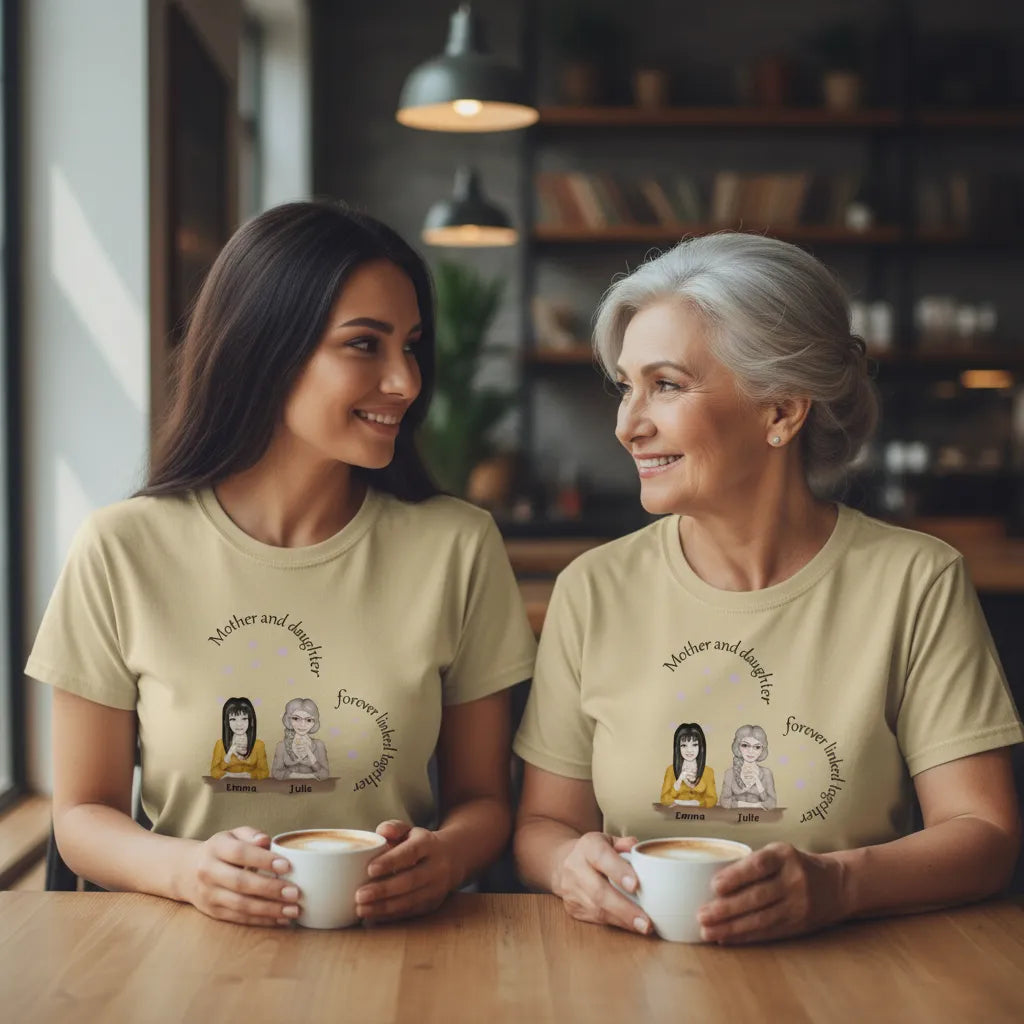 Personalized T-shirt Mother and Daughter Forever Linked
