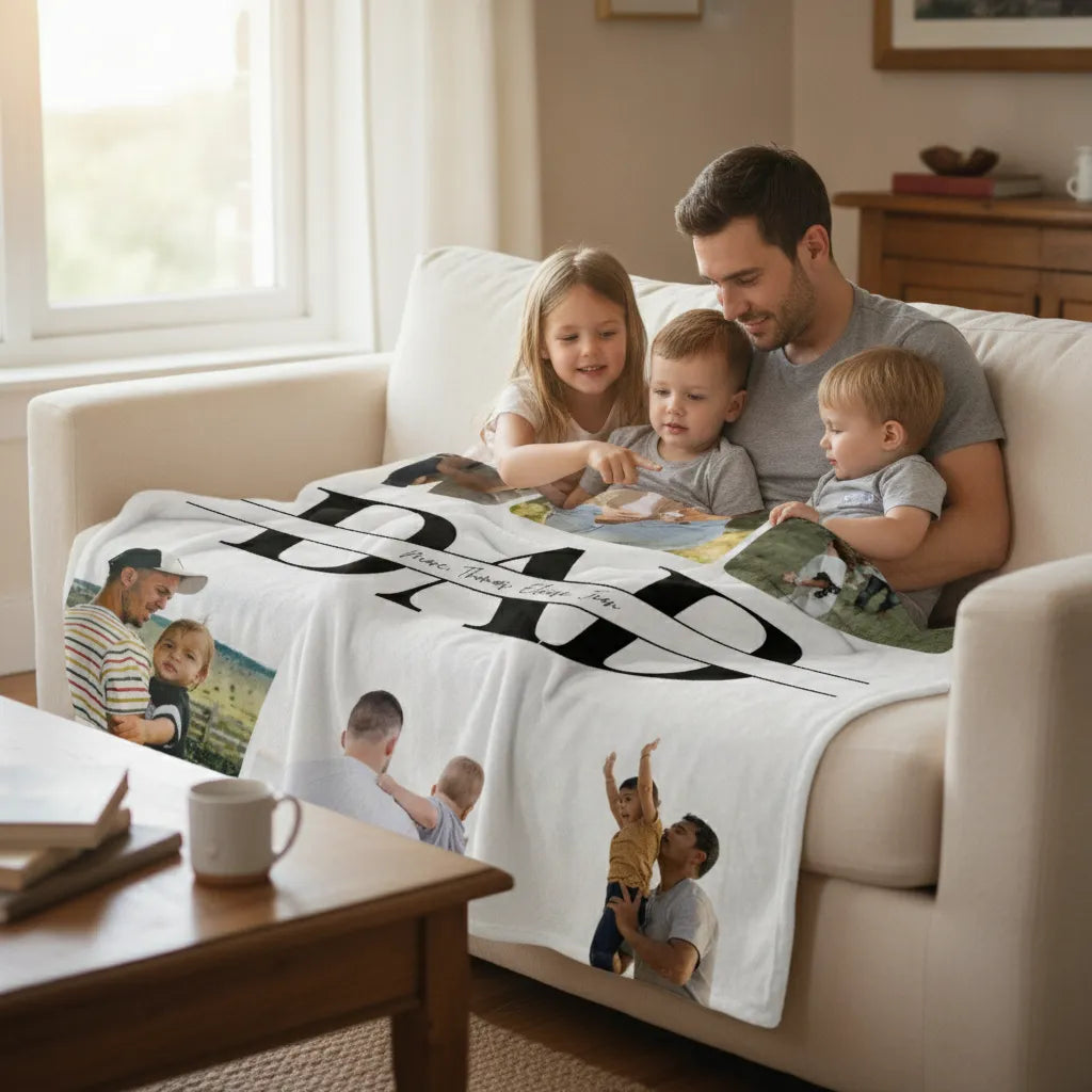 Personalized Blanket With Photos For Dad
