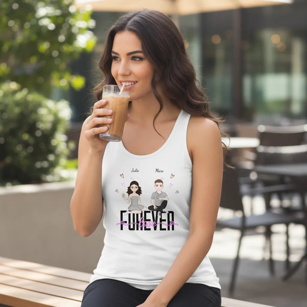 Personalized Women's Tank Top Couple Forever Love