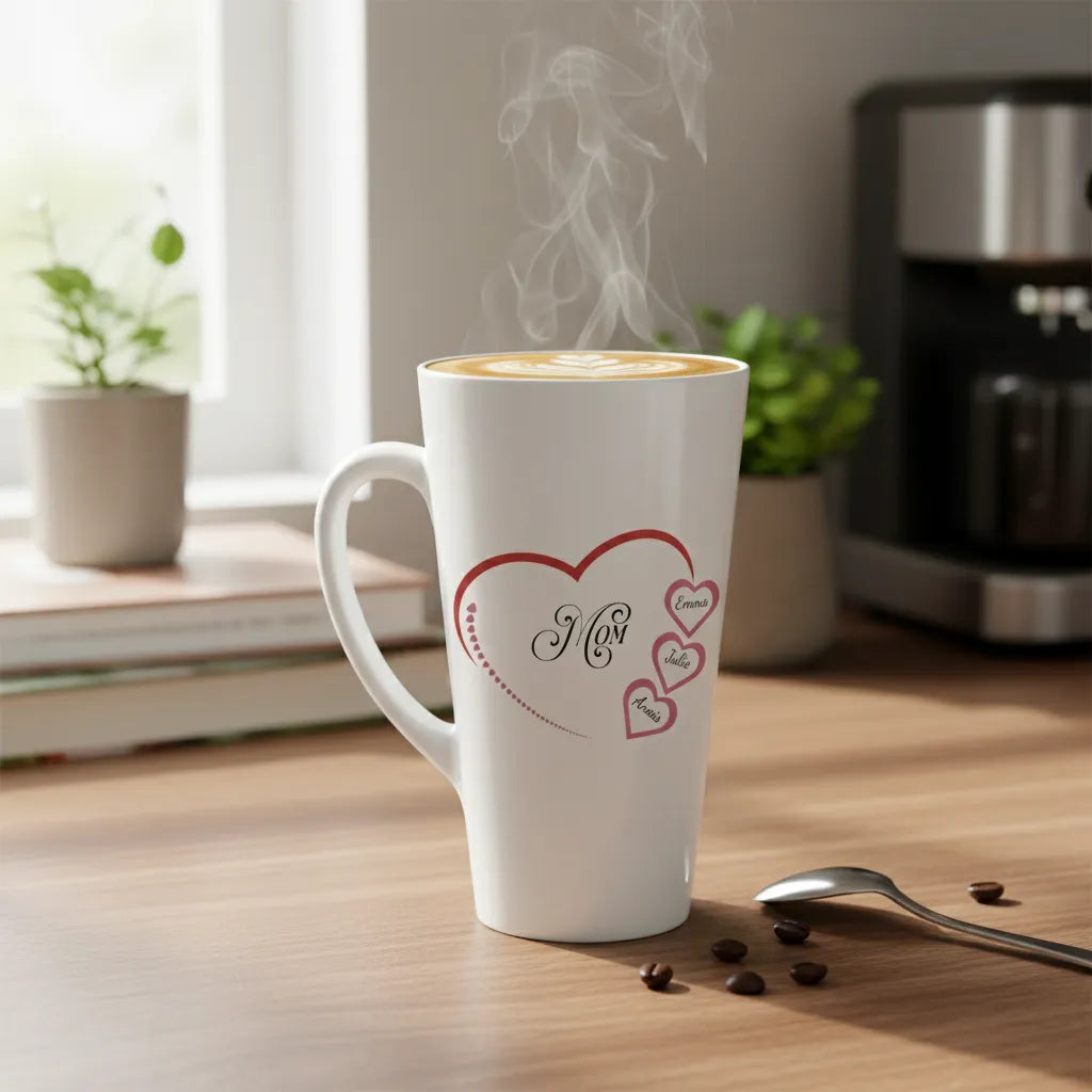 Personalized Mug Mom and Children Hearts Design