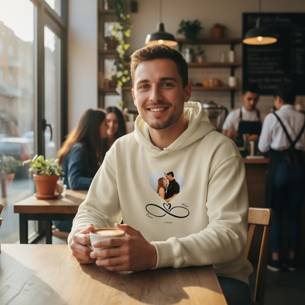 Personalized Hooded Sweatshirt With Couple Photo