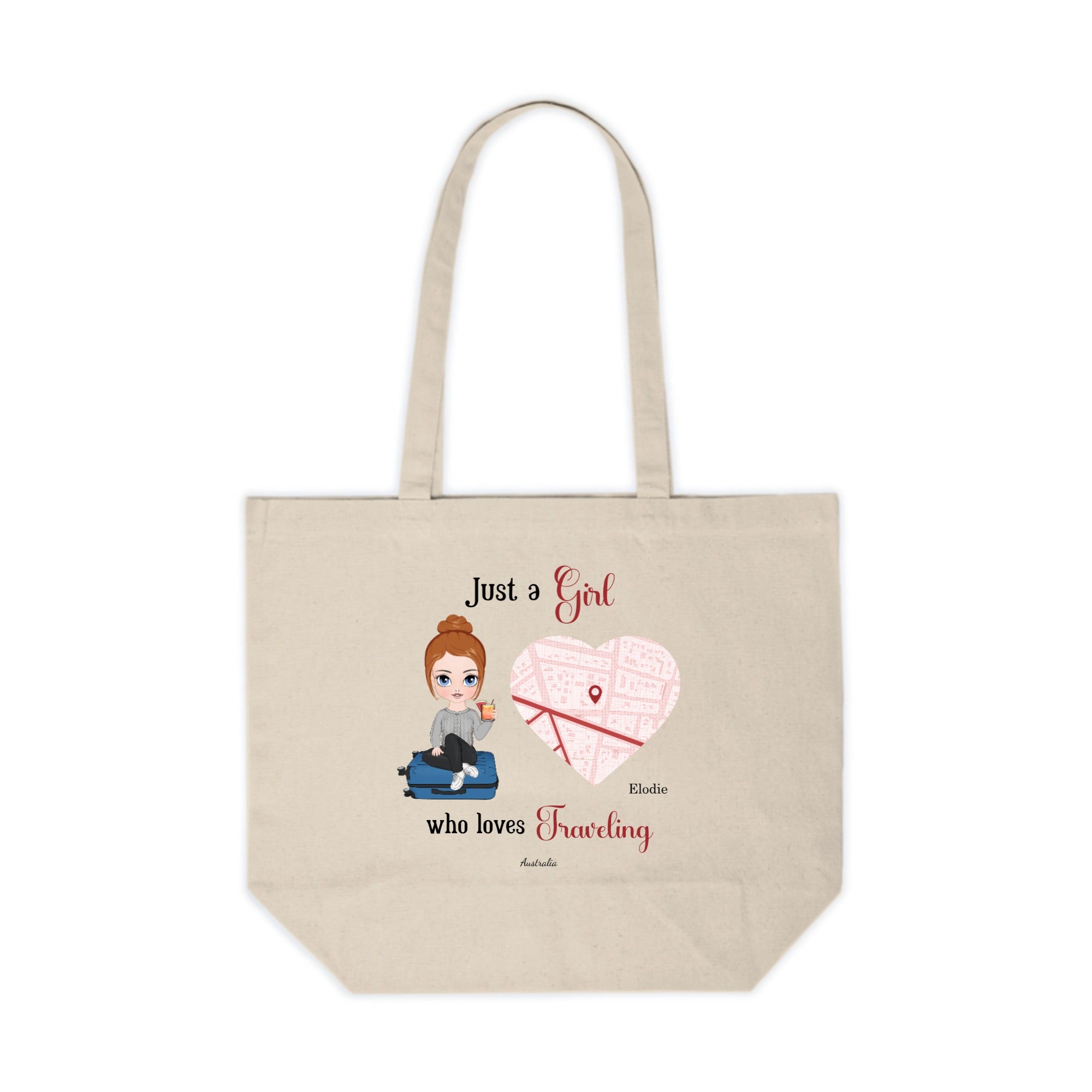 Customized Canvas Tote Just  A Girl Who Loves Traveling