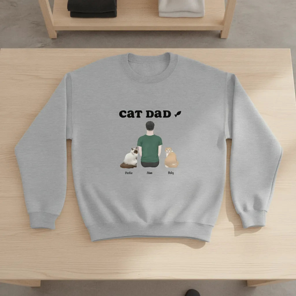 Customized Crewneck Sweatshirt Cat DAD
