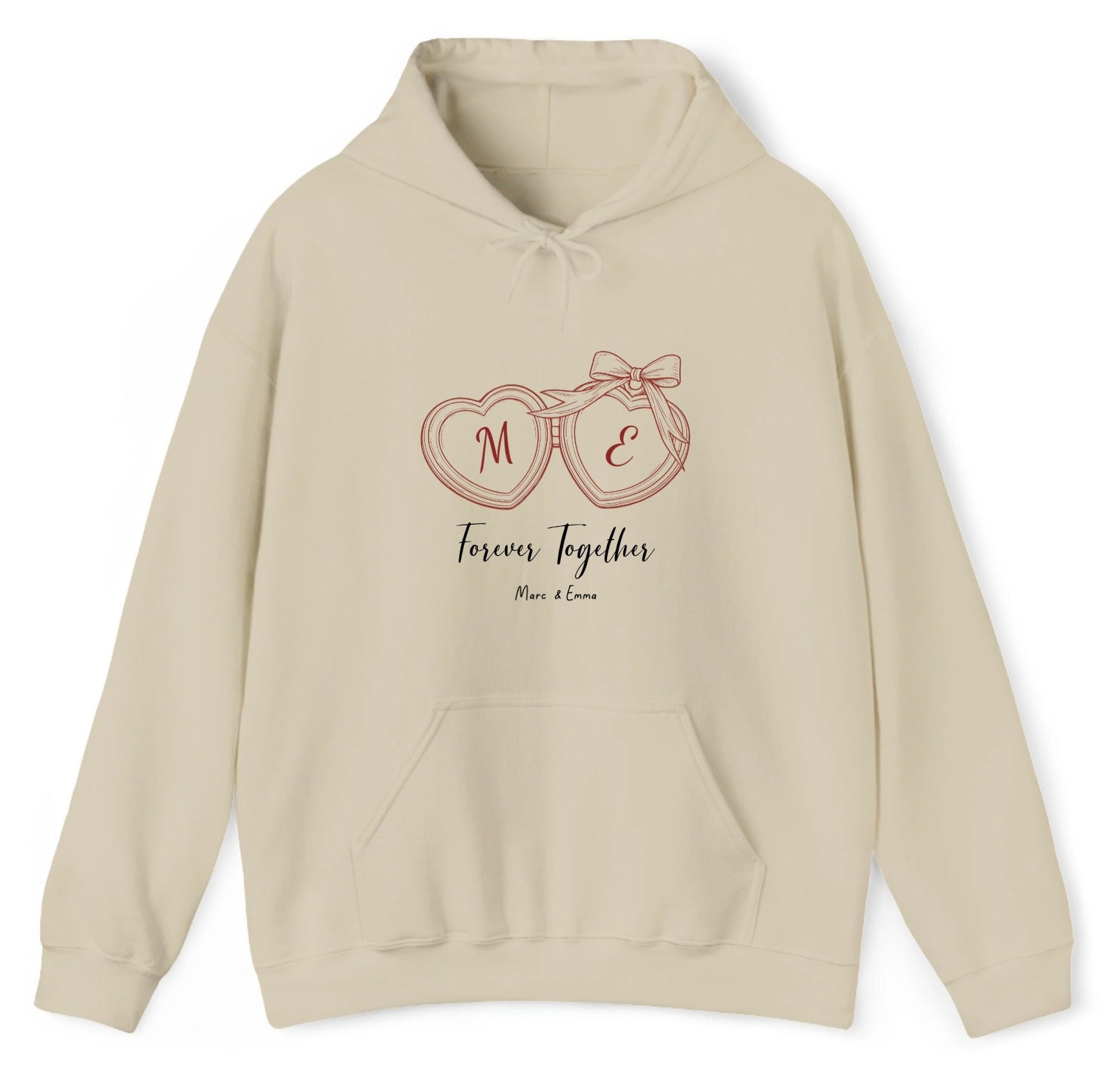Customized Hooded Pullover With Couple Initials