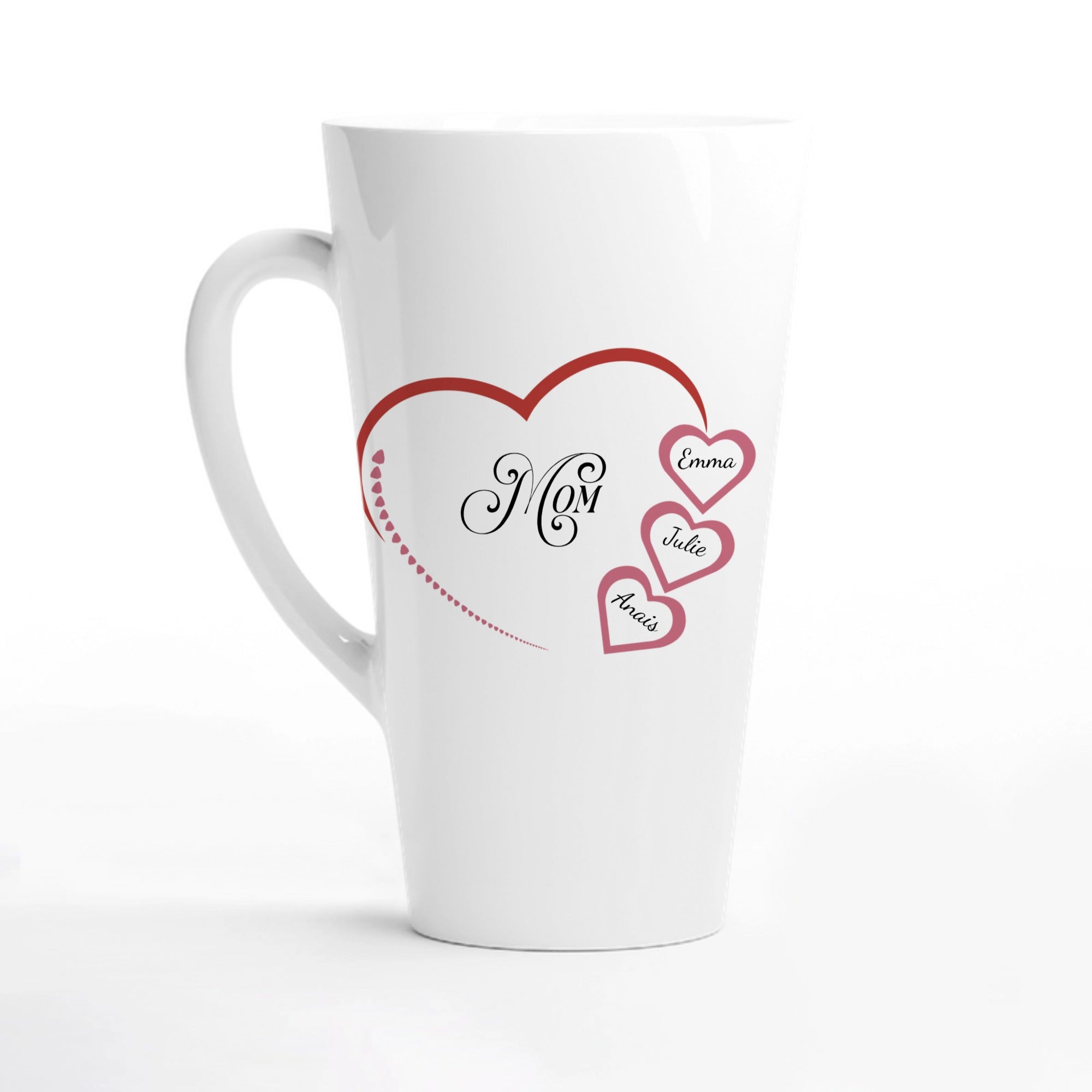 Customized Mug Mom and Children Hearts Design