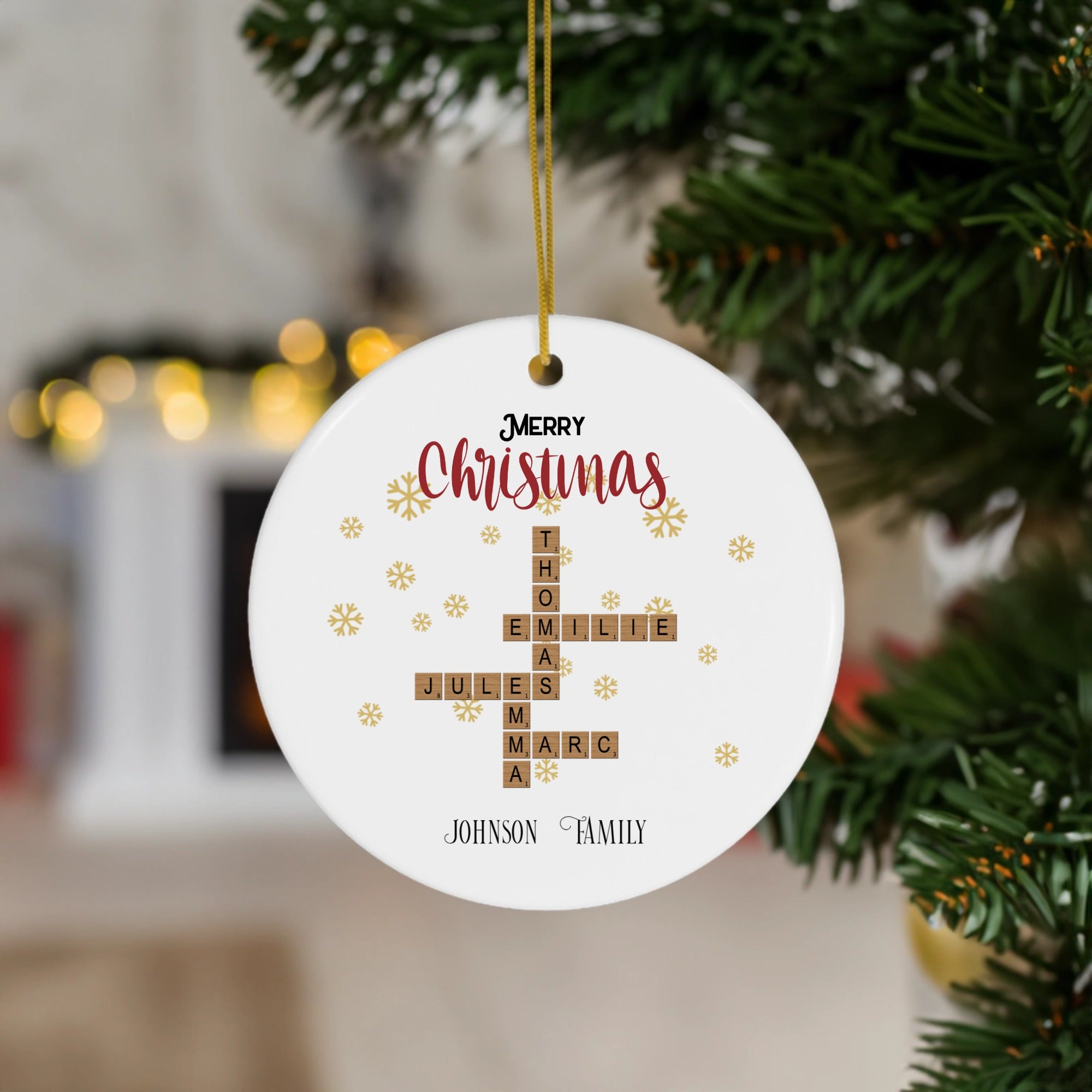 Customized Ornament Family Names Crossword