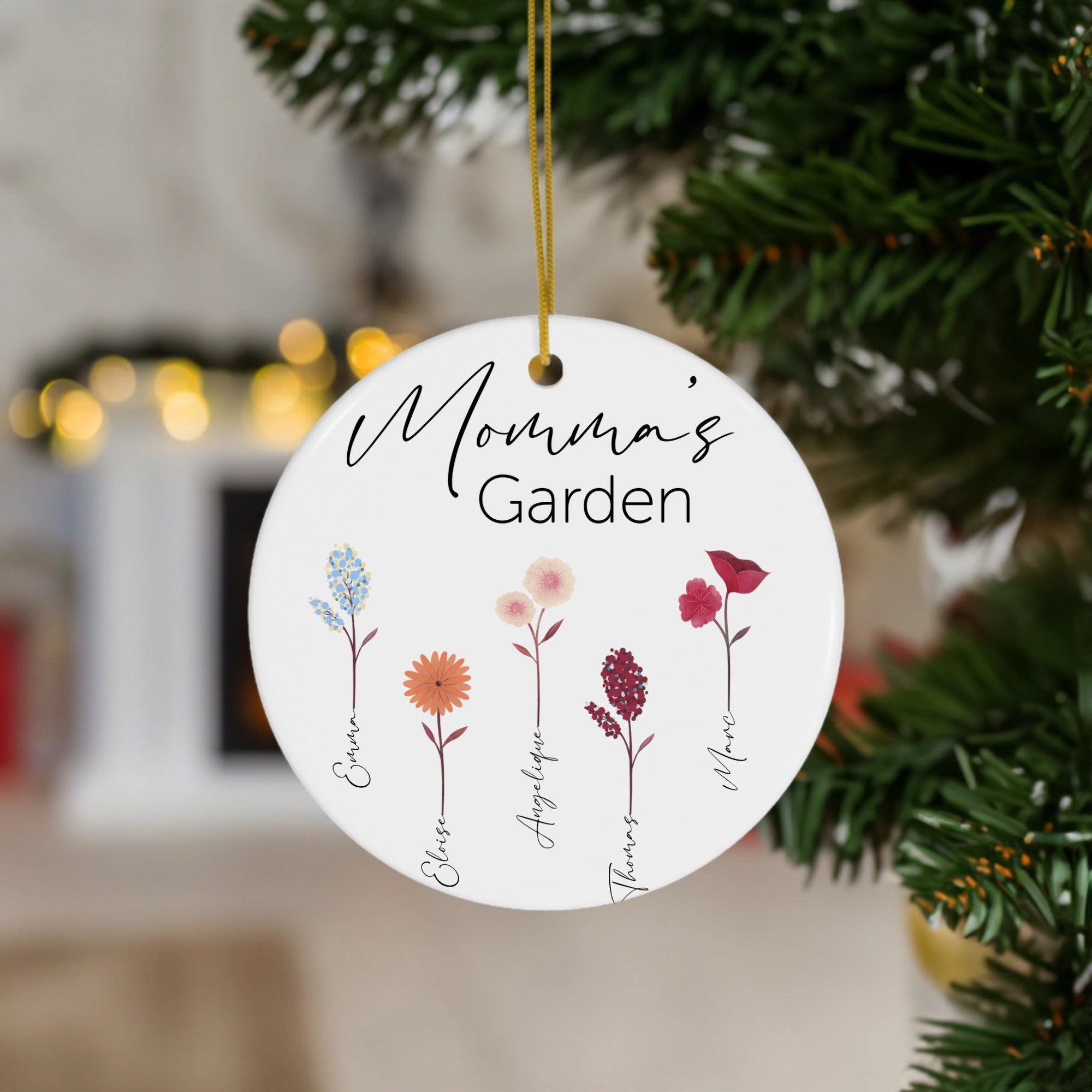 Customized Ornament Momma's Garden With Children Names