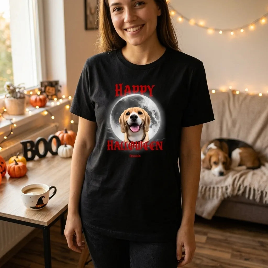 Customized Tee Shirt Spooky Season With Pet Photo