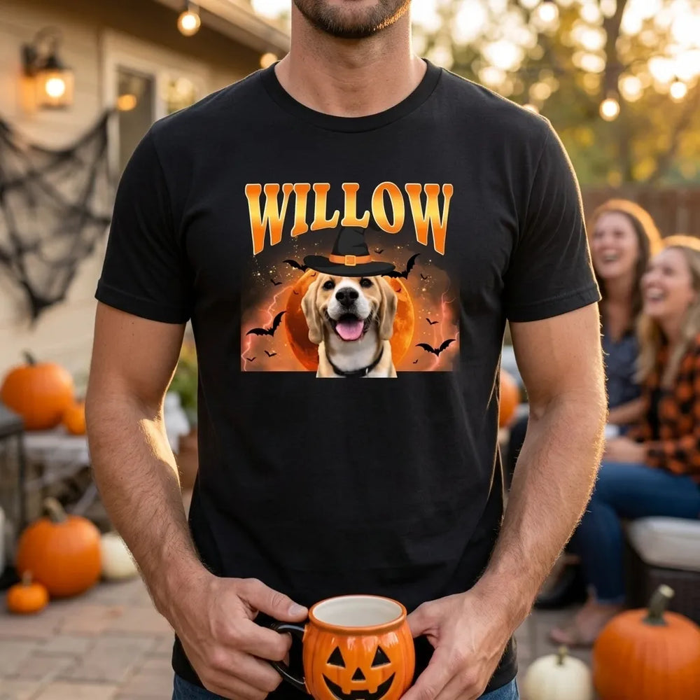 Customized Tee Shirt With Custom Pet Witch Photo