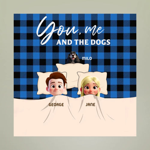Personalized Blanket Couple and Dogs