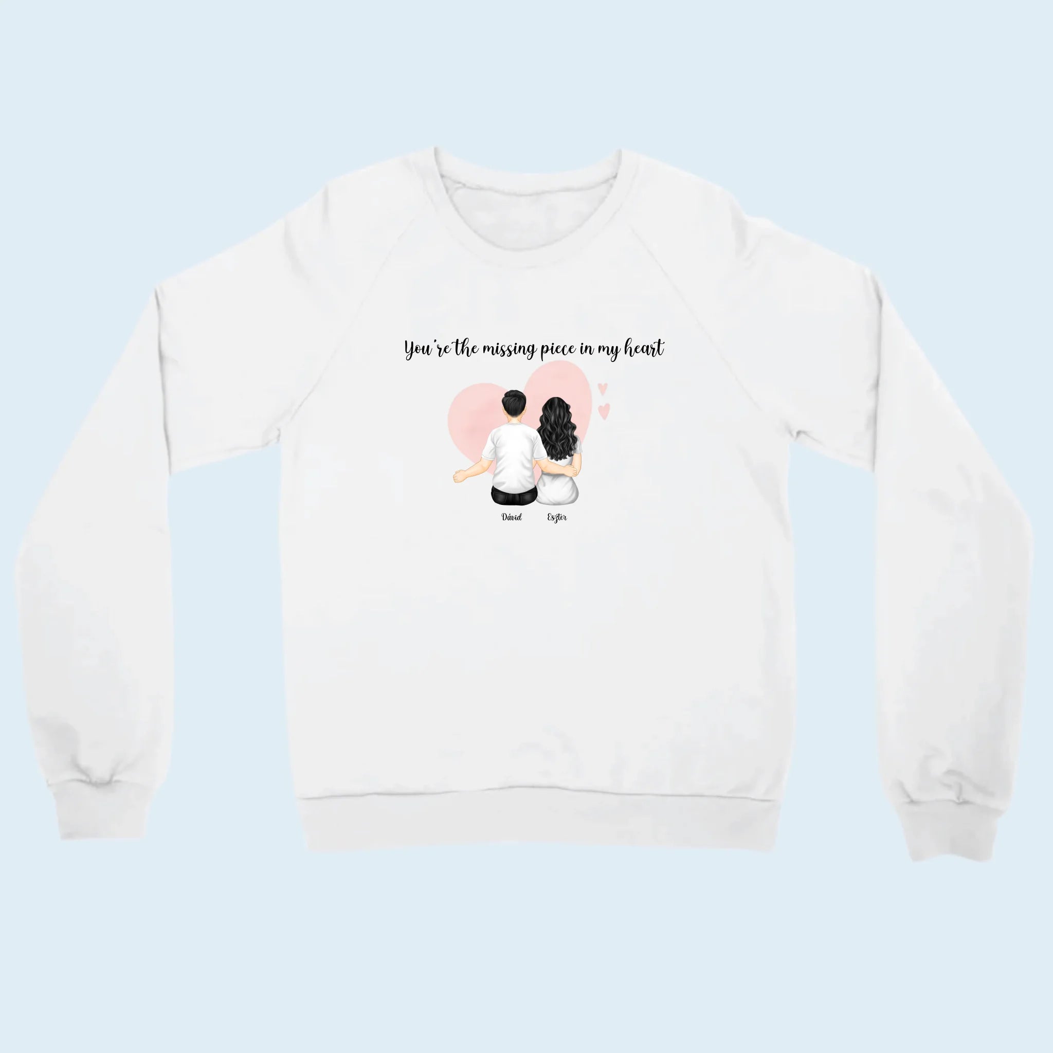 Personalized Sweatshirt Couple Missing Piece white