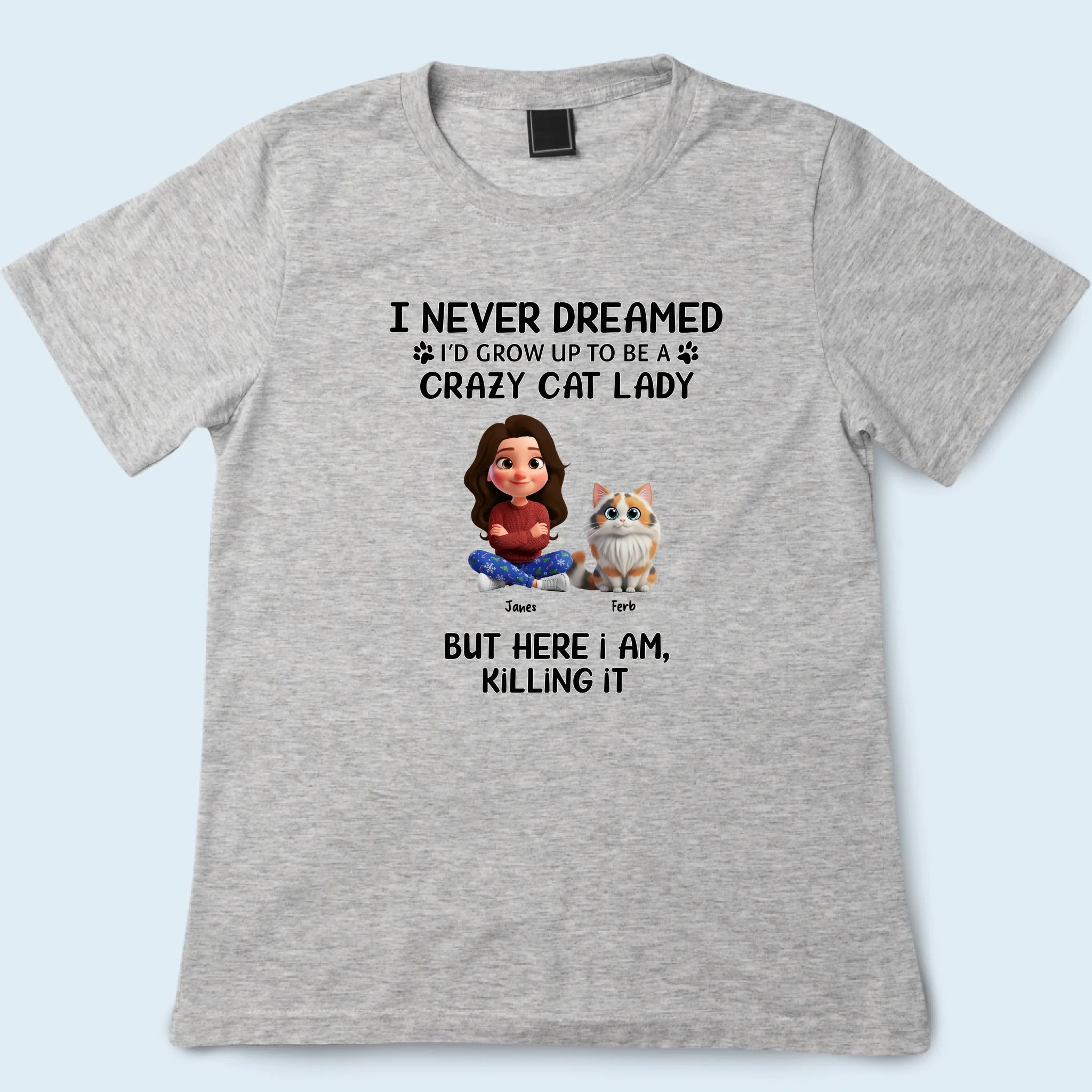 Personalized Tee Shirt Cat Lady