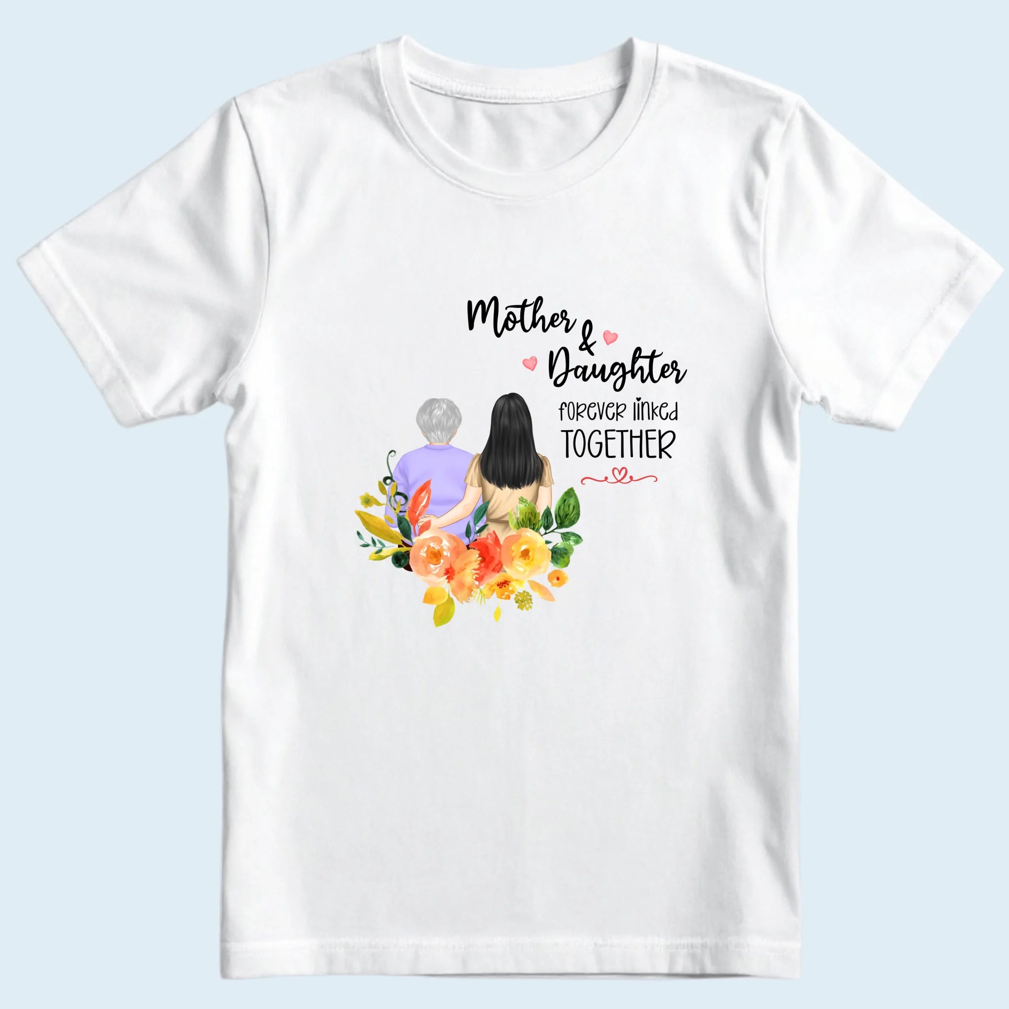 Personalized Tee Shirt Mother Daughter white