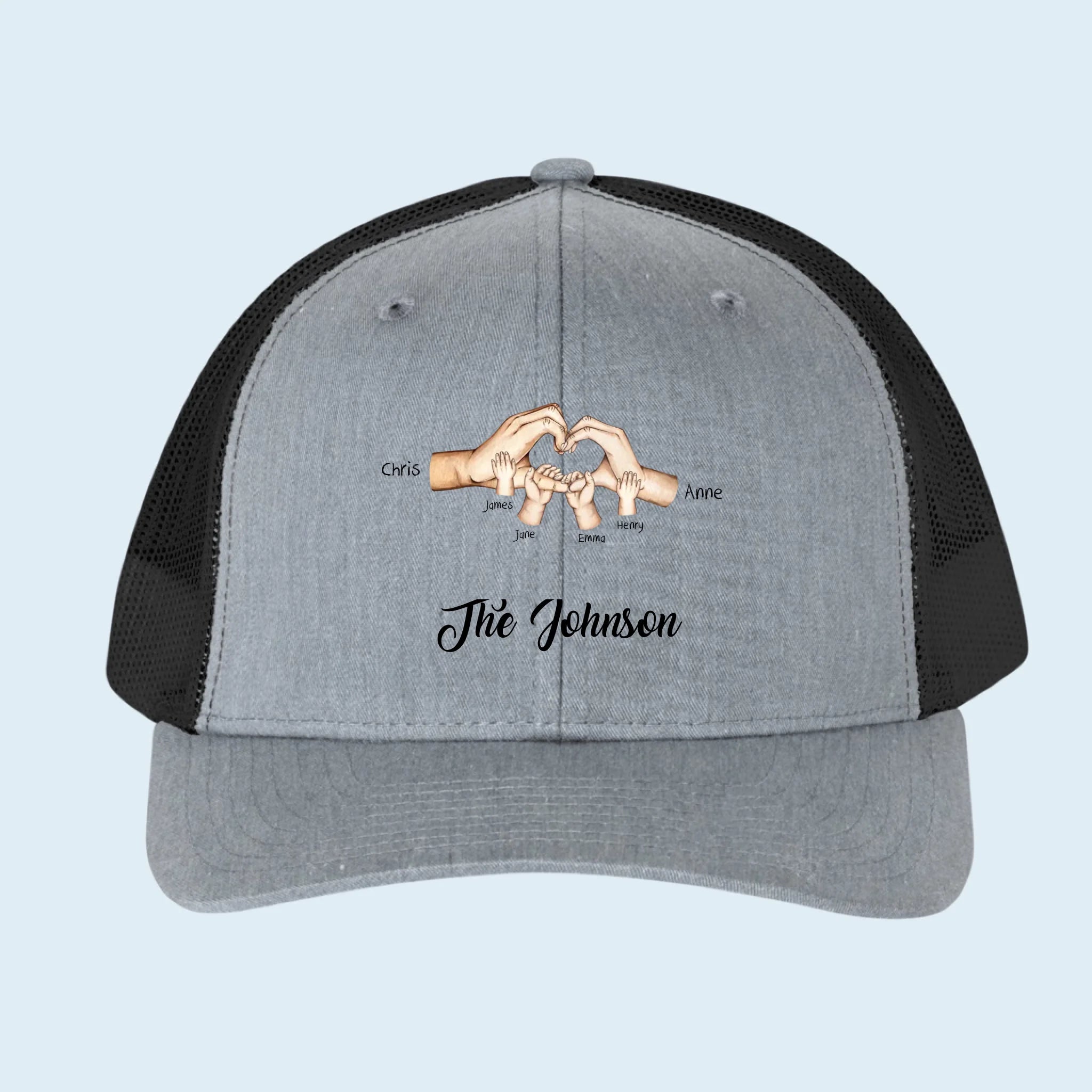 Personalized Trucker Hat Family Hands