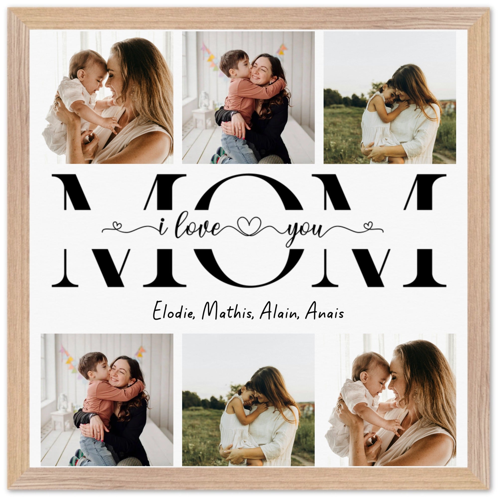 Personalized Wooden Framed Poster Mom Wee Love You
