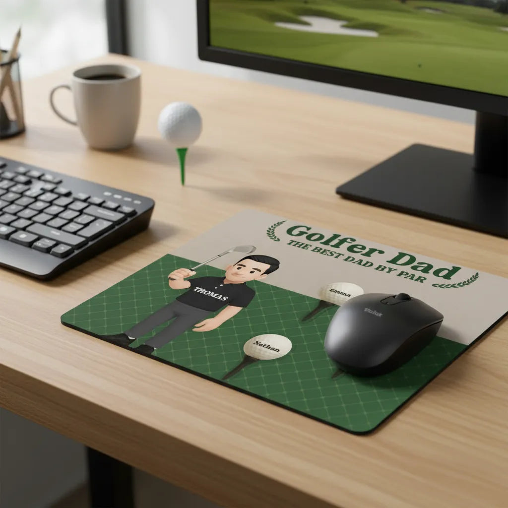 Personalized Rectangular Mouse Pad Golfer Dad