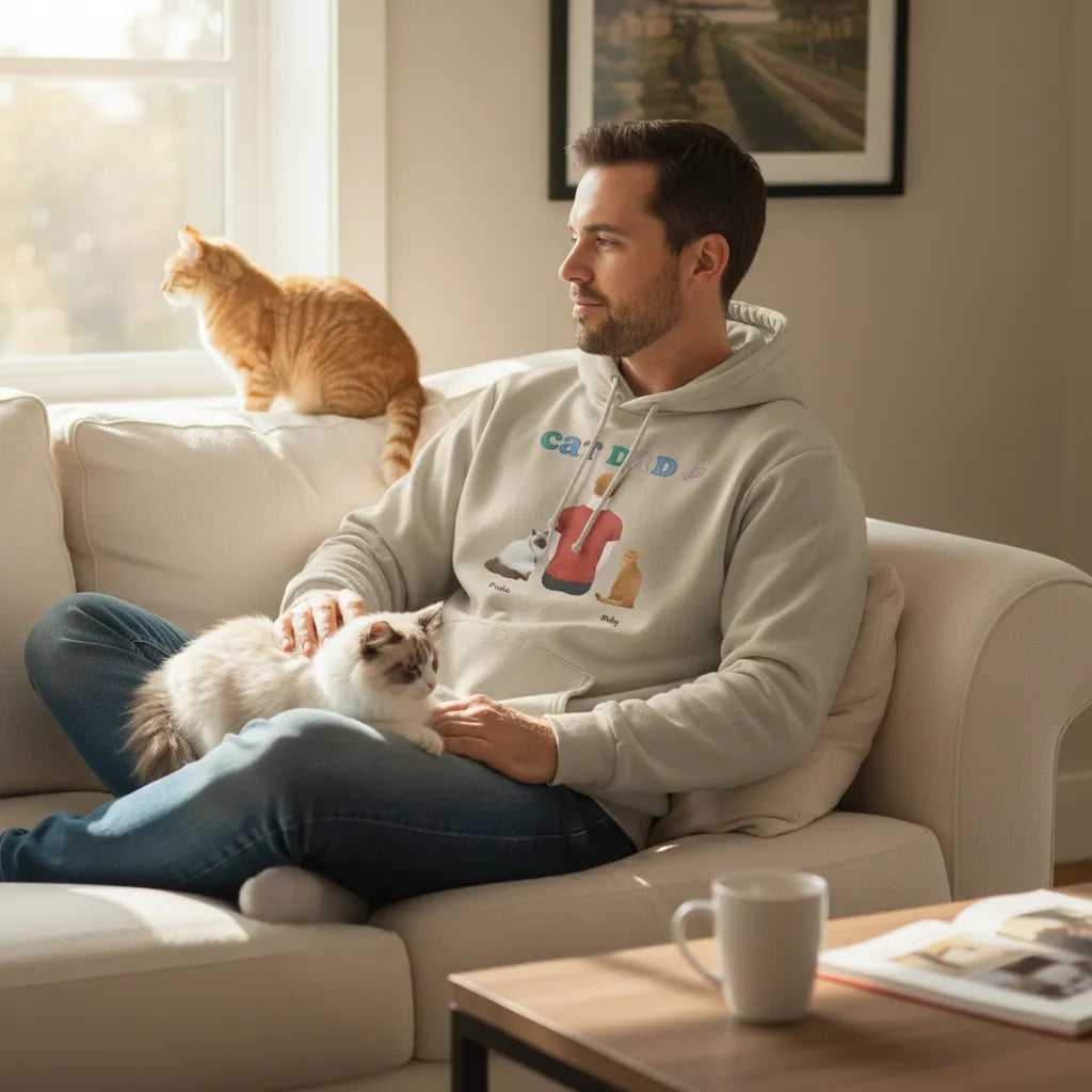 Personalized Pullover Hoodie Cat Dad