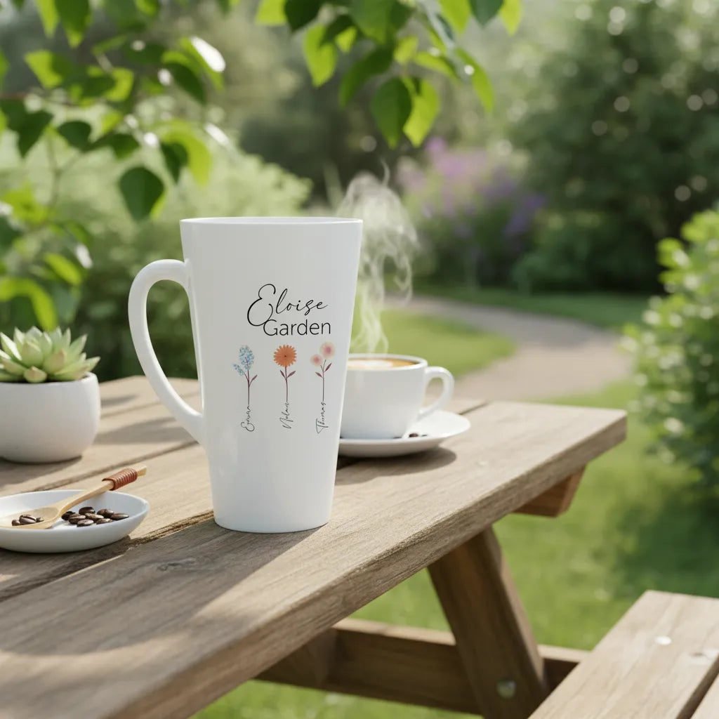 Personalized Latte Mug 17oz Mommy's Garden