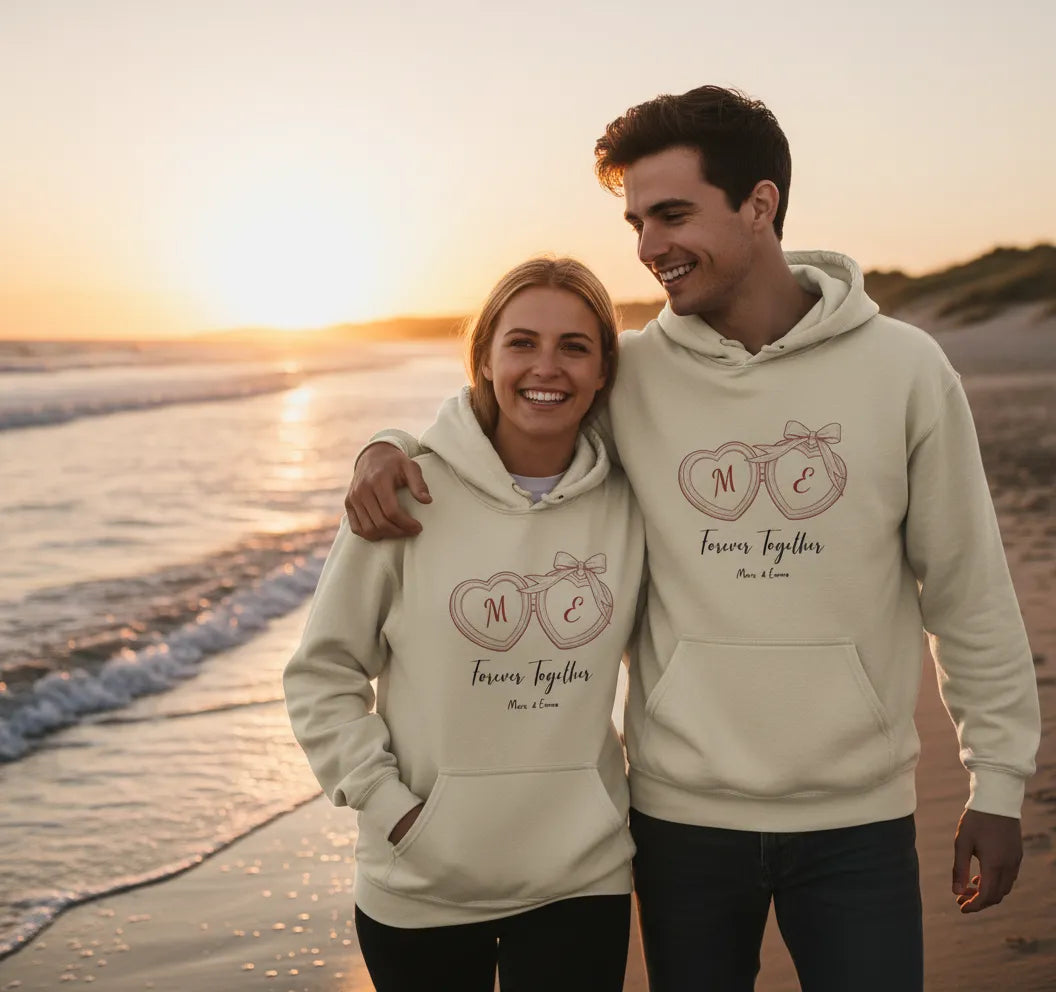 Personalized Hooded Pullover With Couple Initials