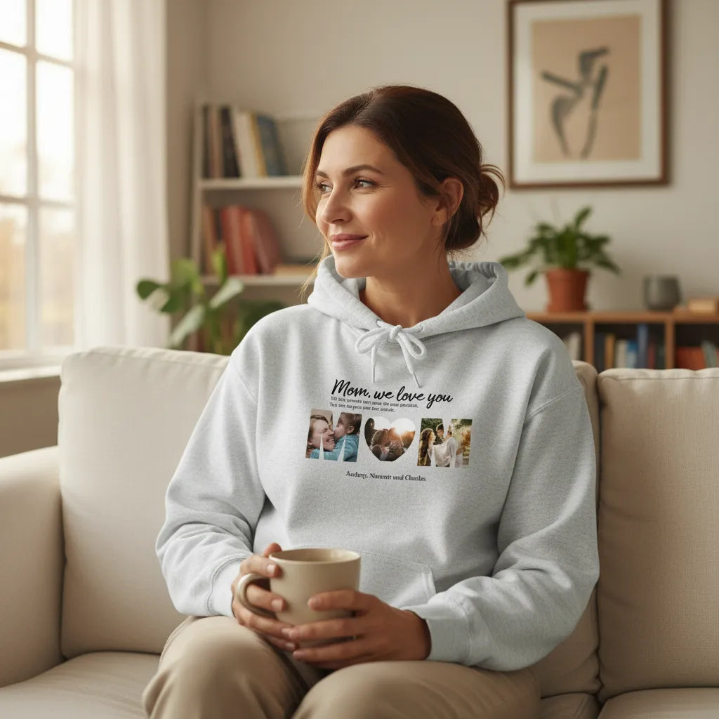Personalized Hooded Sweatshirt Mom We Love You