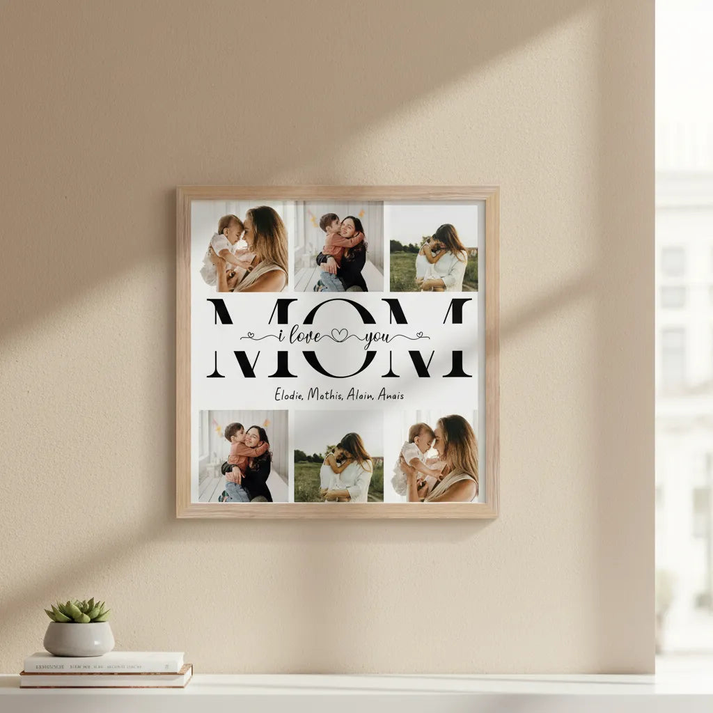 Personalized Wooden Framed Poster Mom Wee Love You