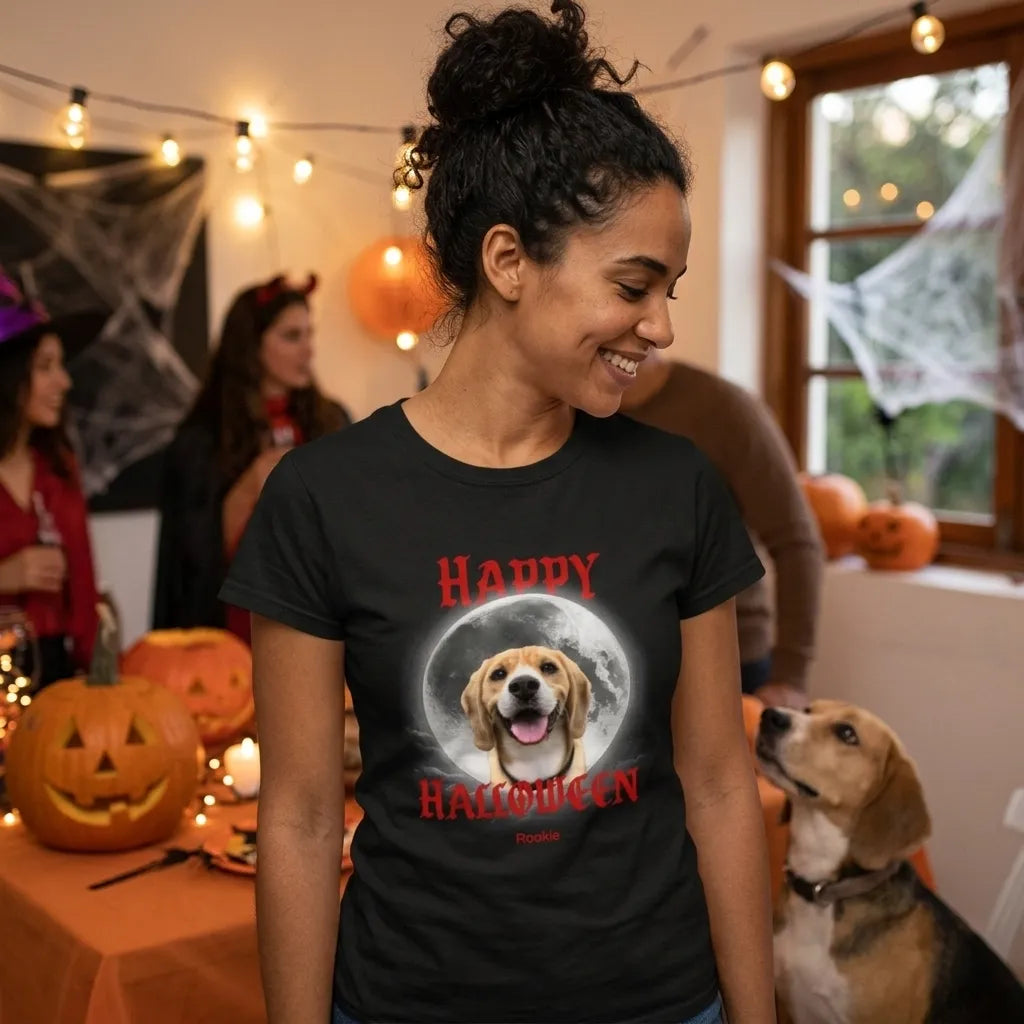 Personalized Tee Shirt Spooky Season With Pet Photo