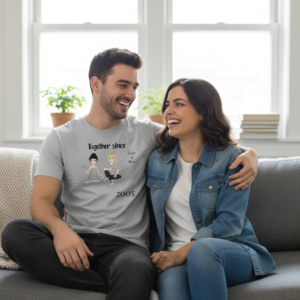 Personalized Tee Shirt Couple Togeter Since