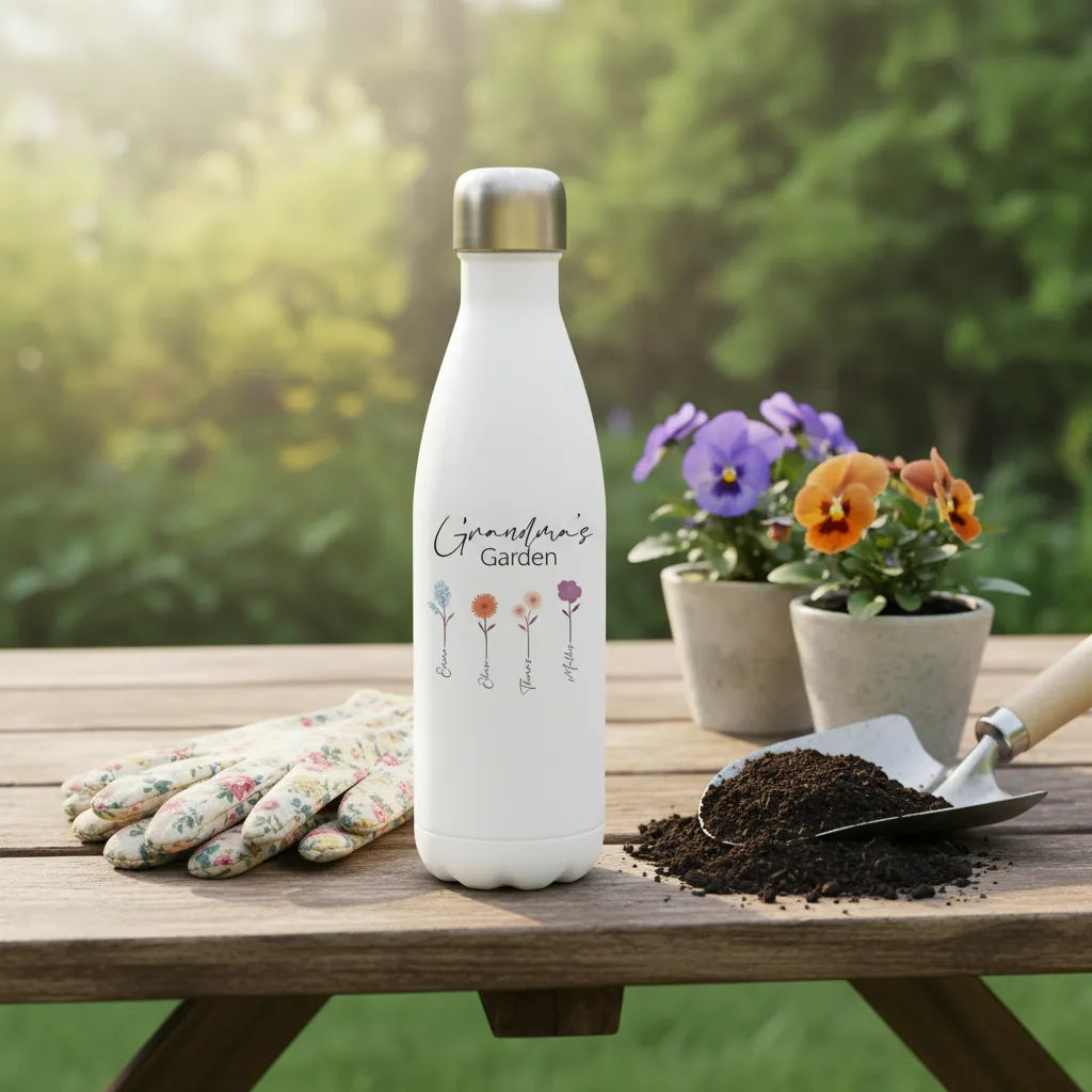 Personalized Water Bottle Grandma's Garden