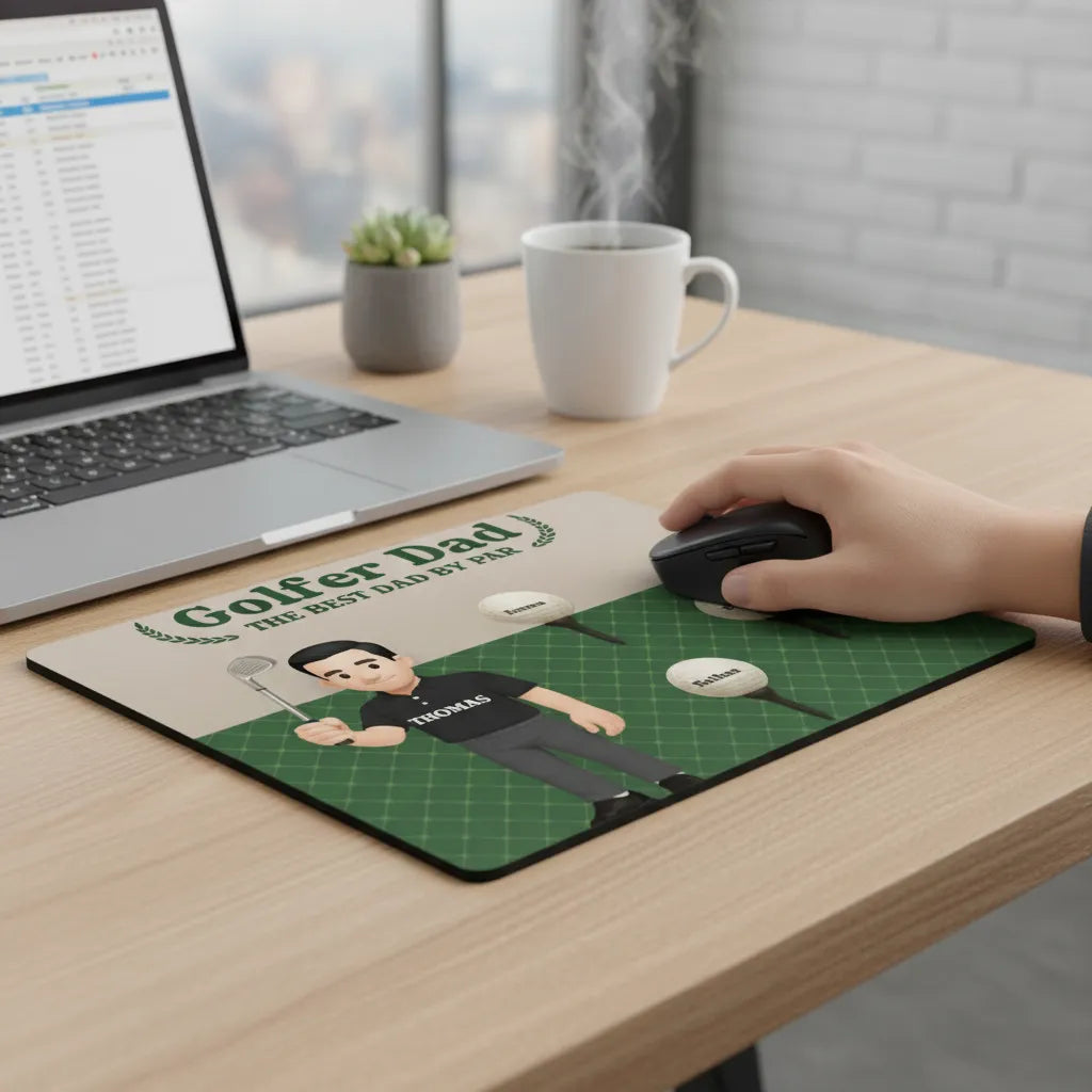 Personalized Rectangular Mouse Pad Golfer Dad