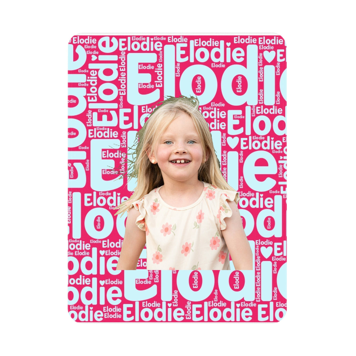 Customized Kid Blanket With Photo and World Cloud Name
