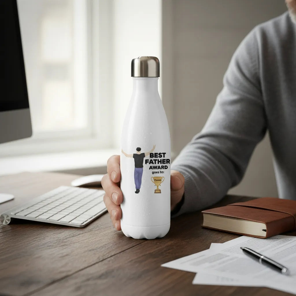 Personalized Bottle Best Father Award Goes To